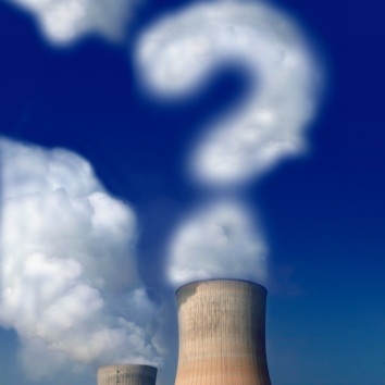  Cooling tower with question mark in smoke
